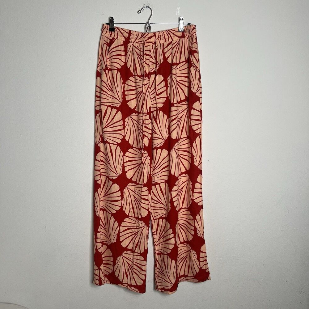Anthropologie Paper Heart Rayon Linen Floral Print Beach Casual Pants Size XL